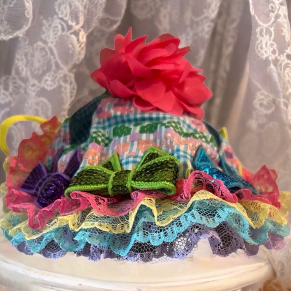 OOAK Designer Made Pet Couture Bonnet Sun Hat